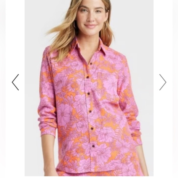 Universal Thread Tops - Universal Thread Linen Long Sleeve Button Down Shirt
